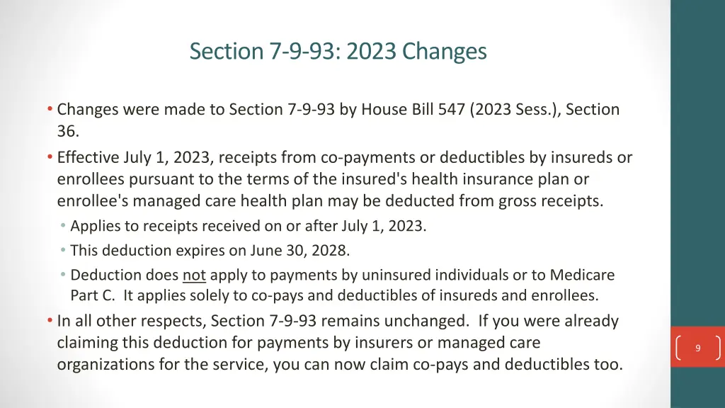 section 7 9 93 2023 changes