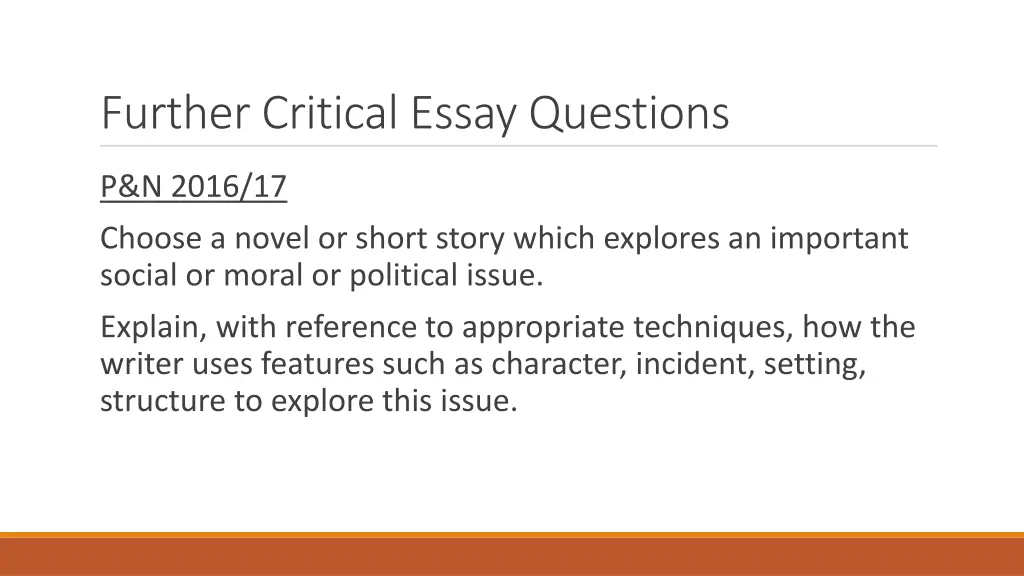 further critical essay questions 1