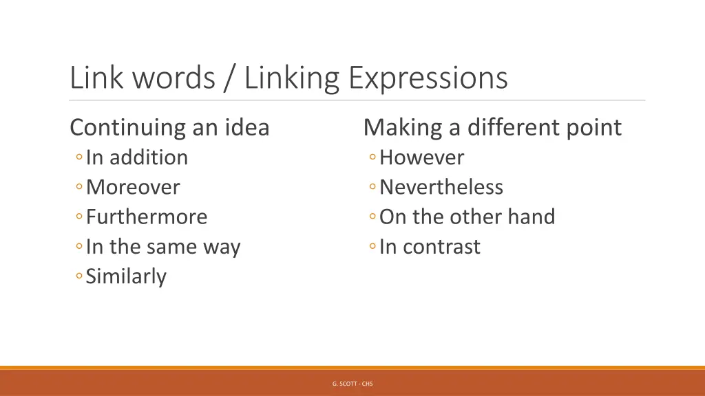 link words linking expressions