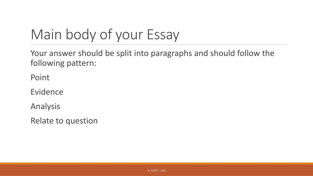 main body of your essay