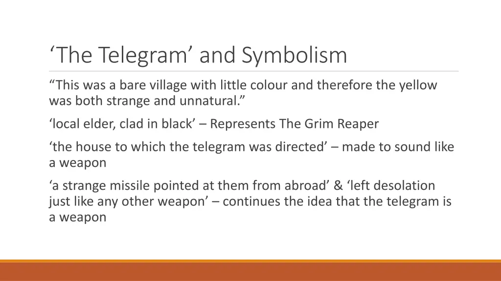 the telegram and symbolism