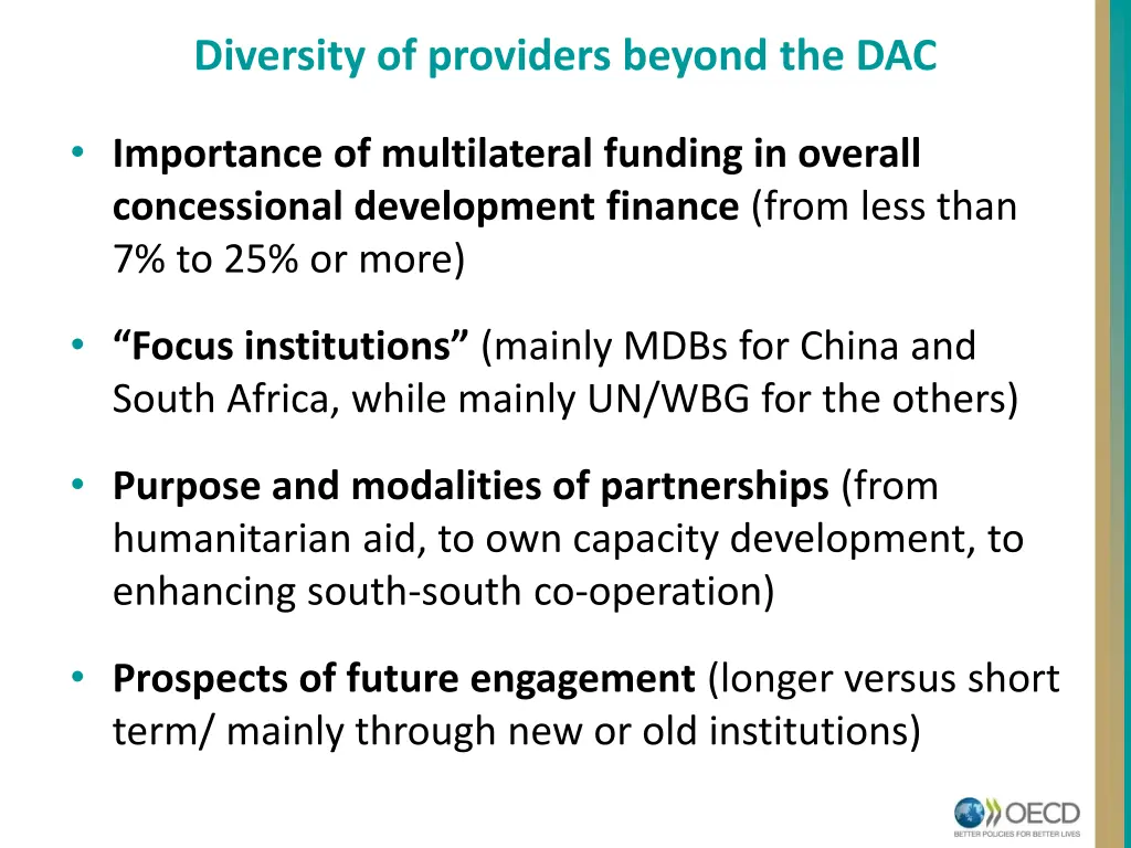 diversity of providers beyond the dac