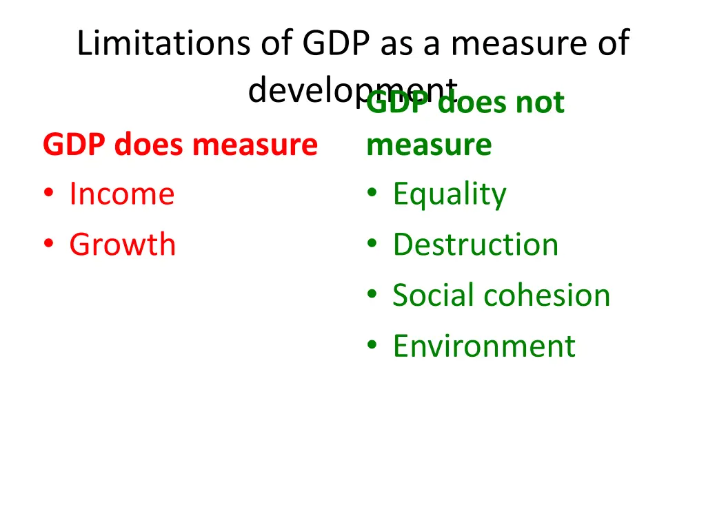 limitations of gdp as a measure of development