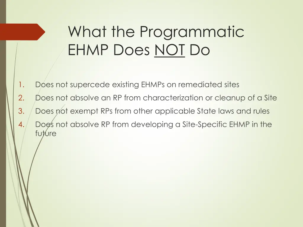 what the programmatic ehmp does not do