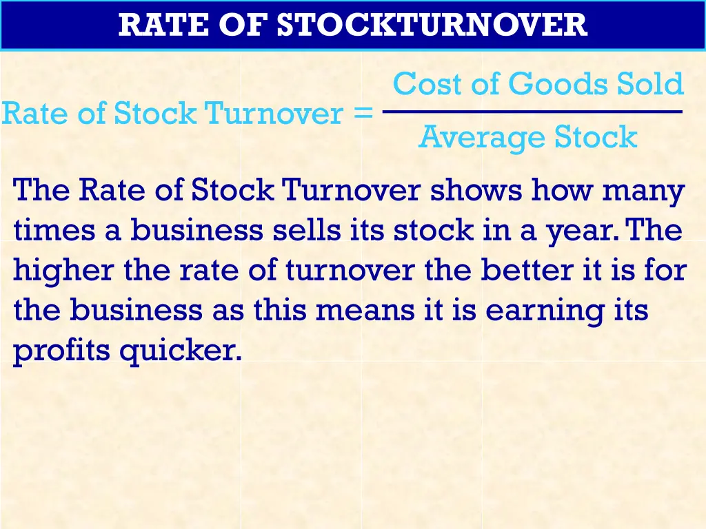 rate of stockturnover