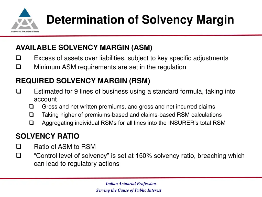 determination of solvency margin