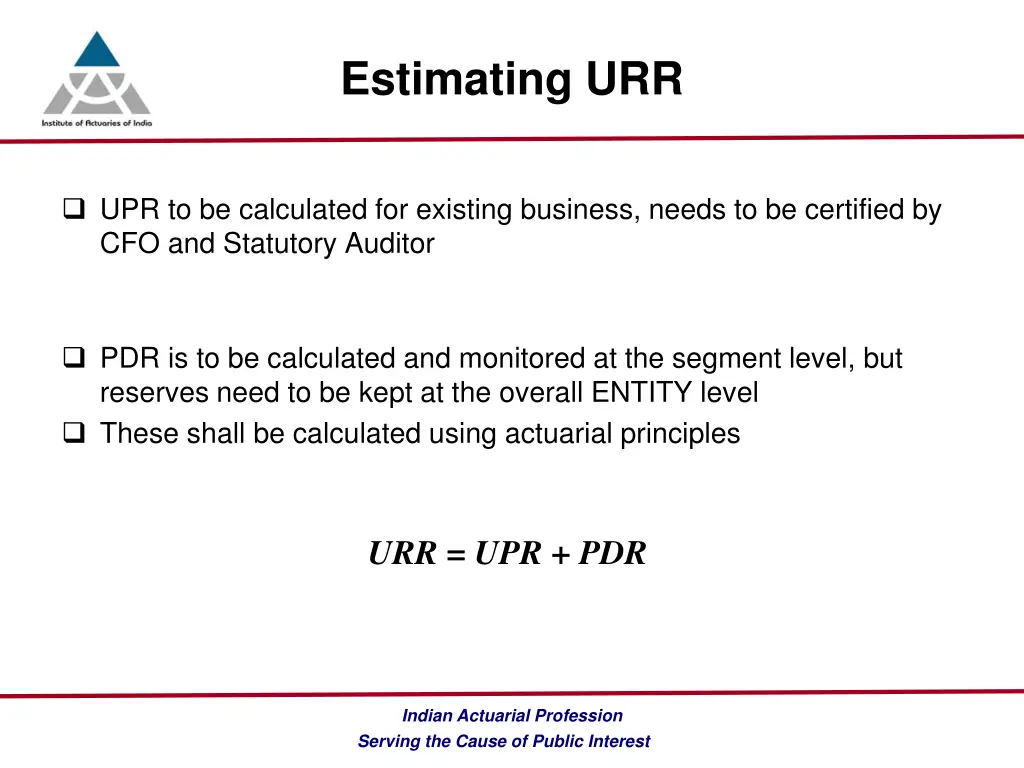 estimating urr