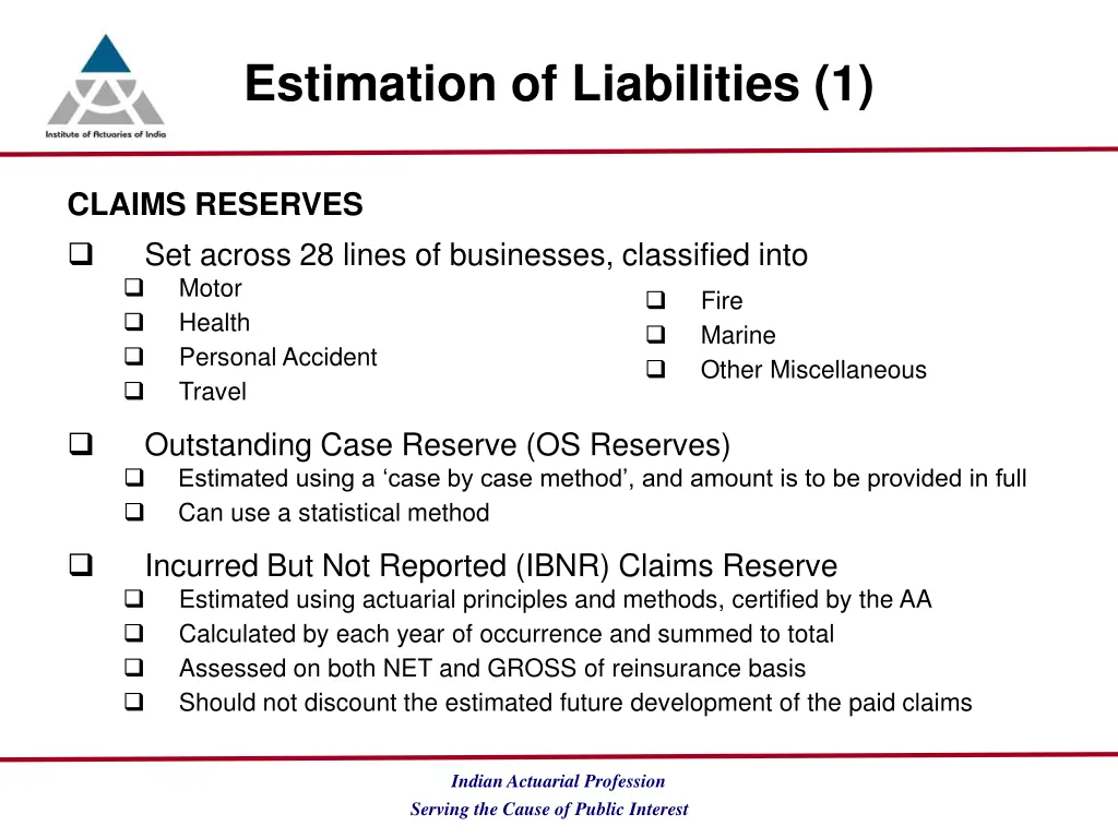 estimation of liabilities 1