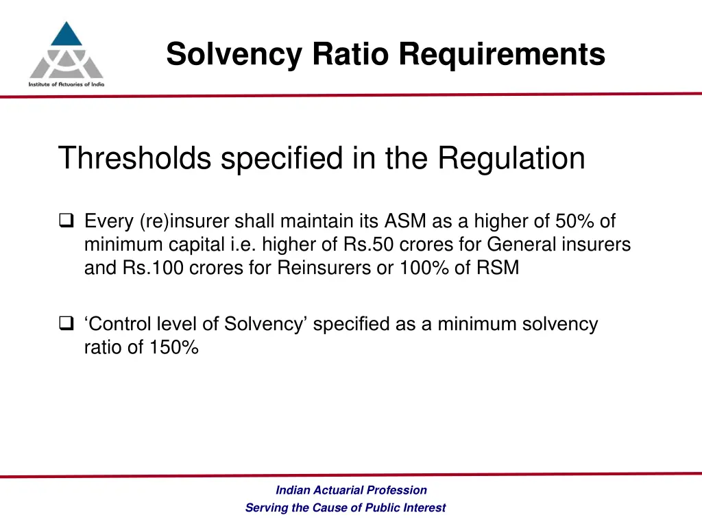 solvency ratio requirements