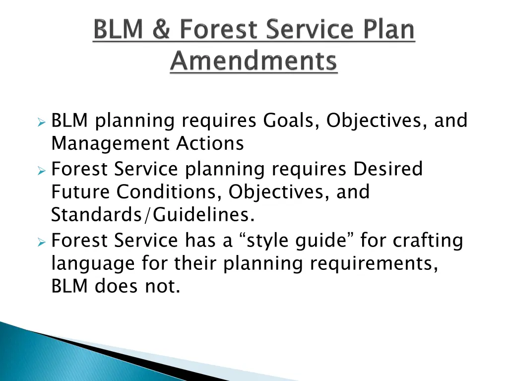 blm planning requires goals objectives