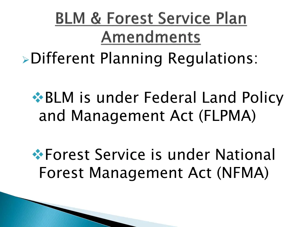 different planning regulations