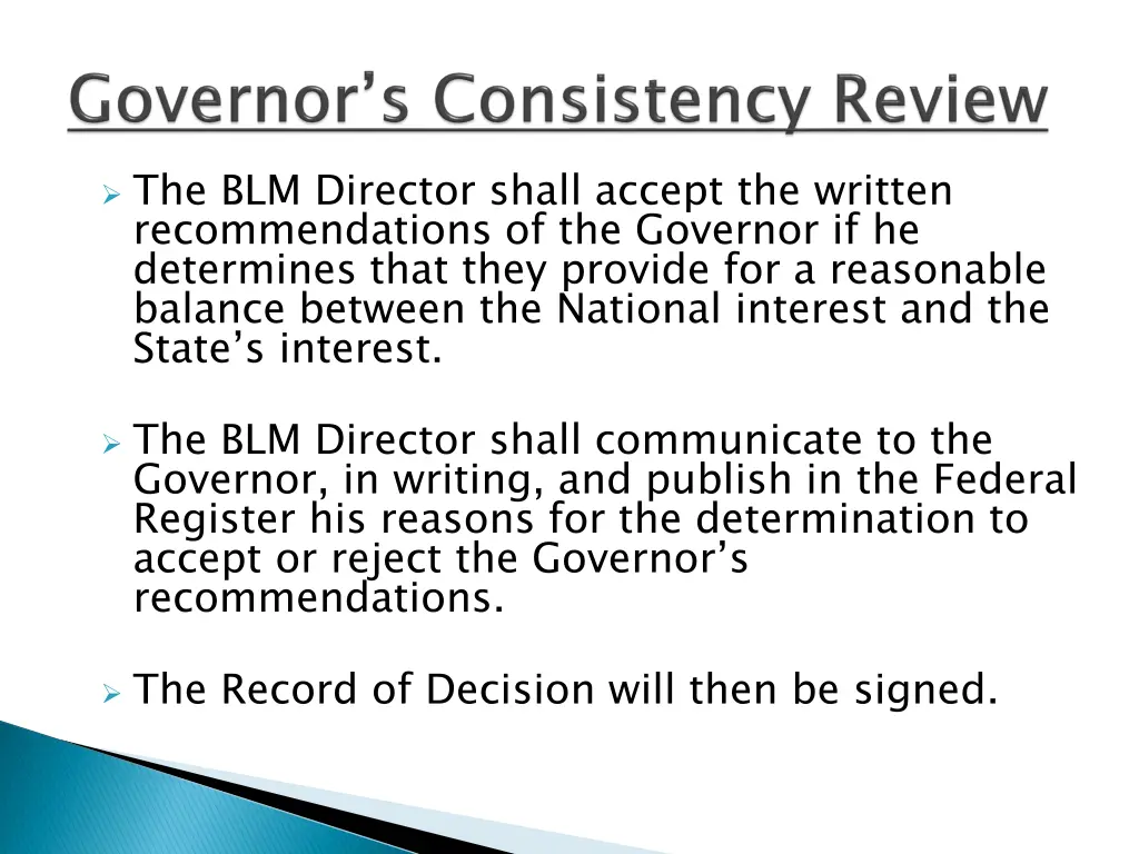 the blm director shall accept the written