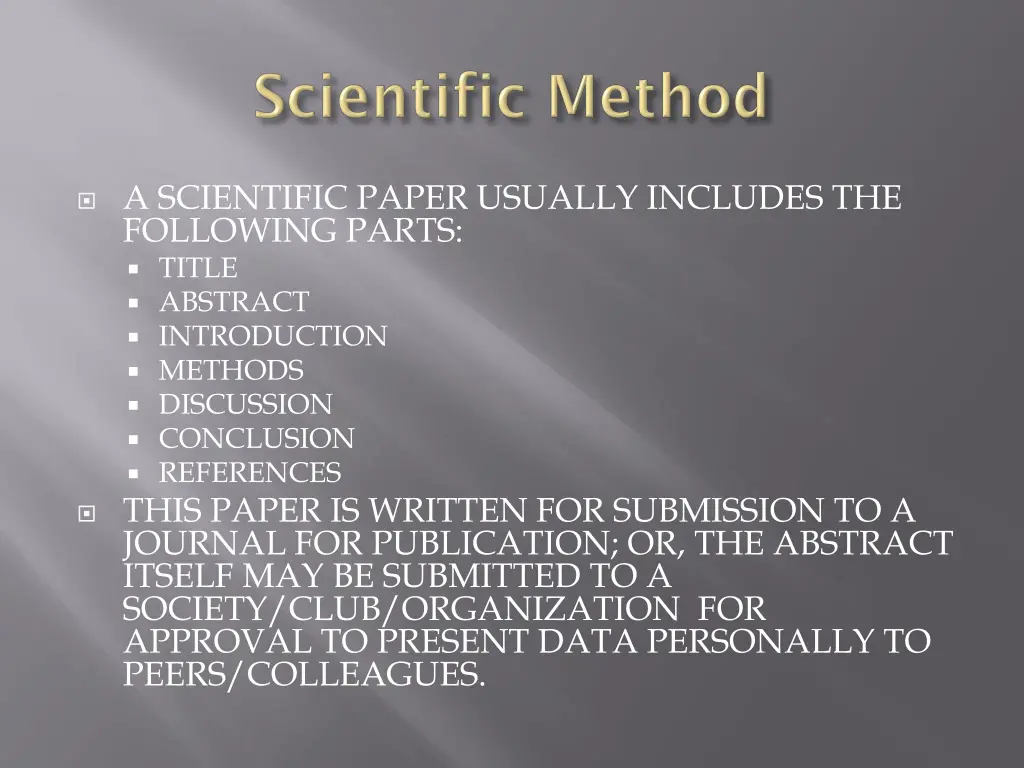 a scientific paper usually includes the following