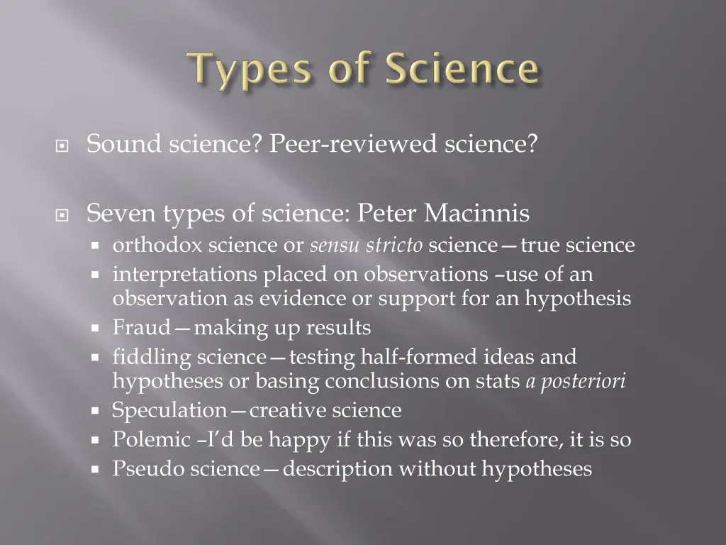 sound science peer reviewed science