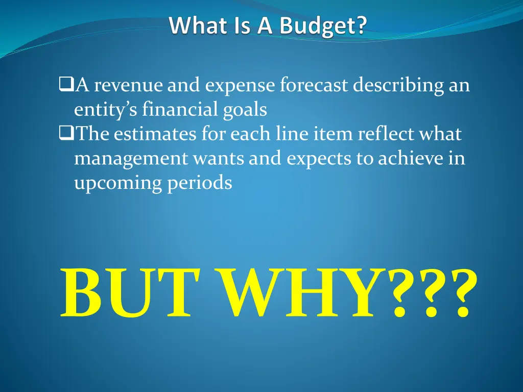 a revenue and expense forecast describing