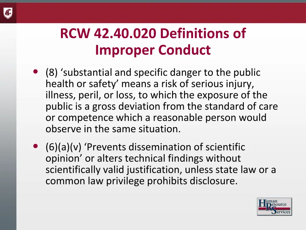 rcw 42 40 020 definitions of improper conduct