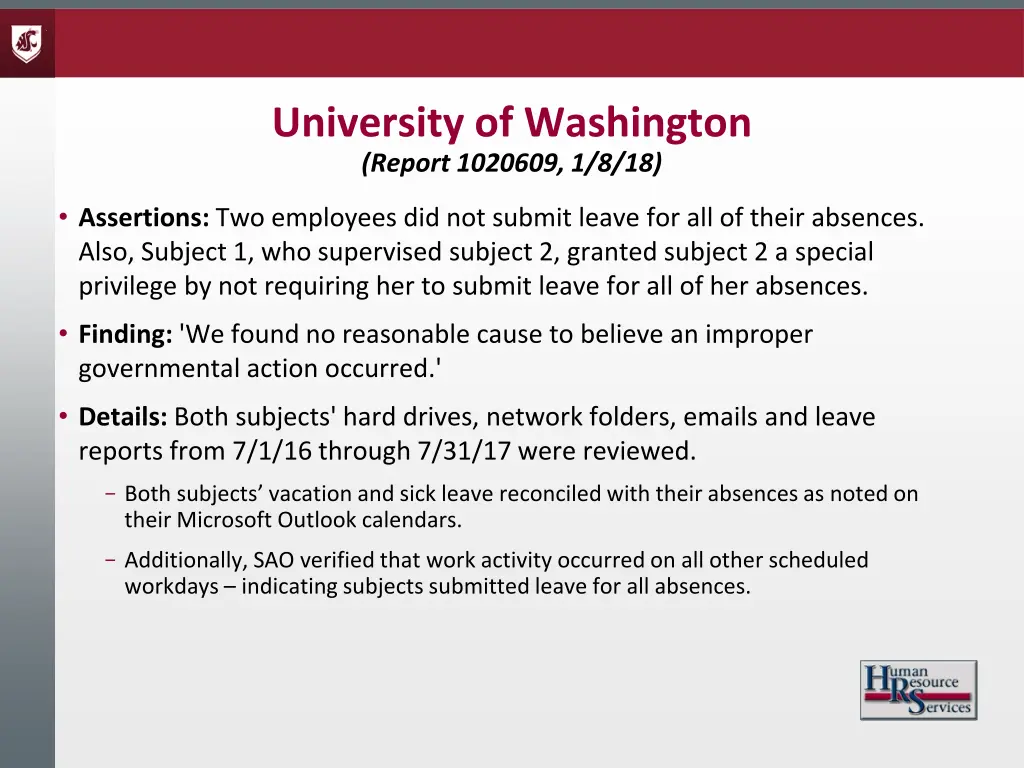 university of washington report 1020609 1 8 18