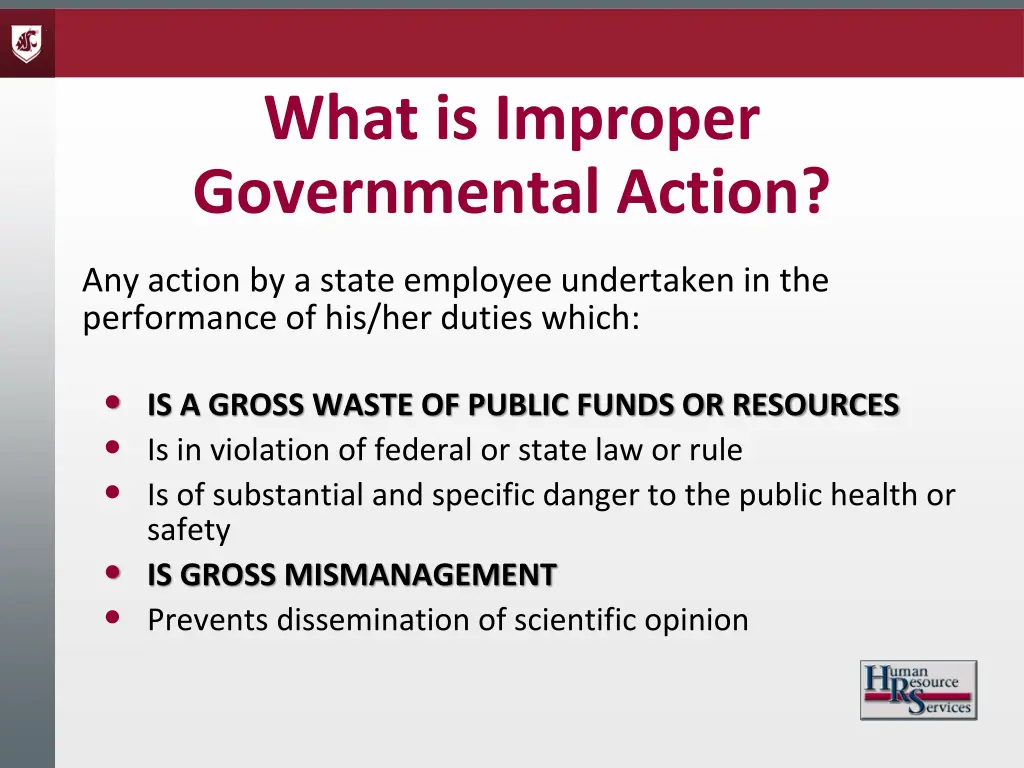 what is improper governmental action 1