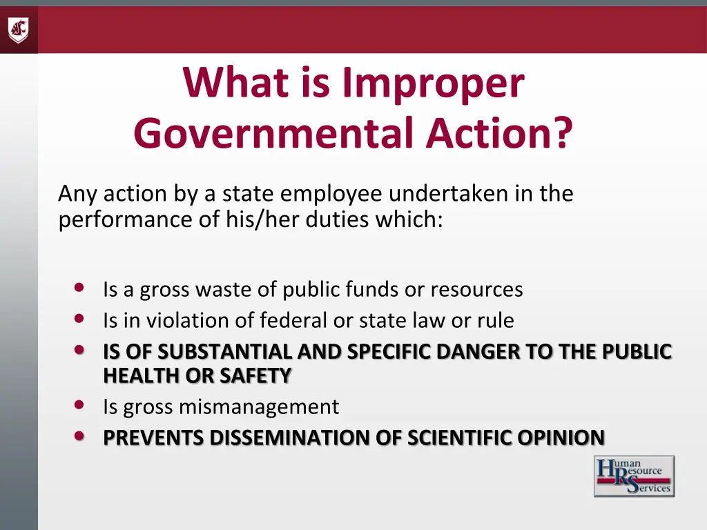 what is improper governmental action 2