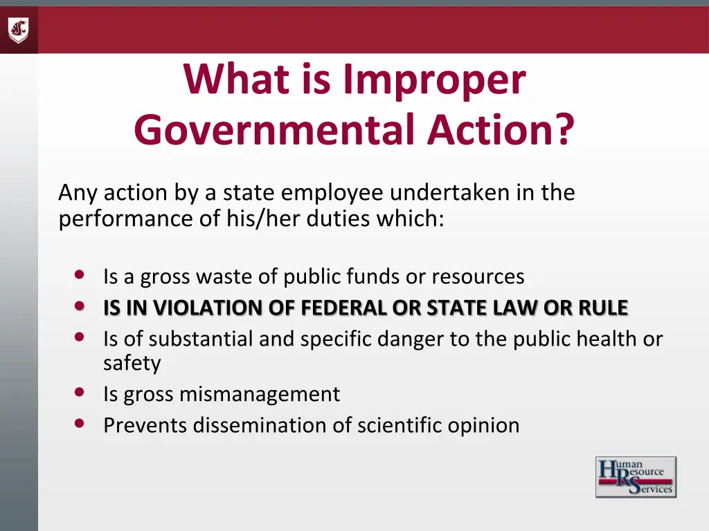 what is improper governmental action 3