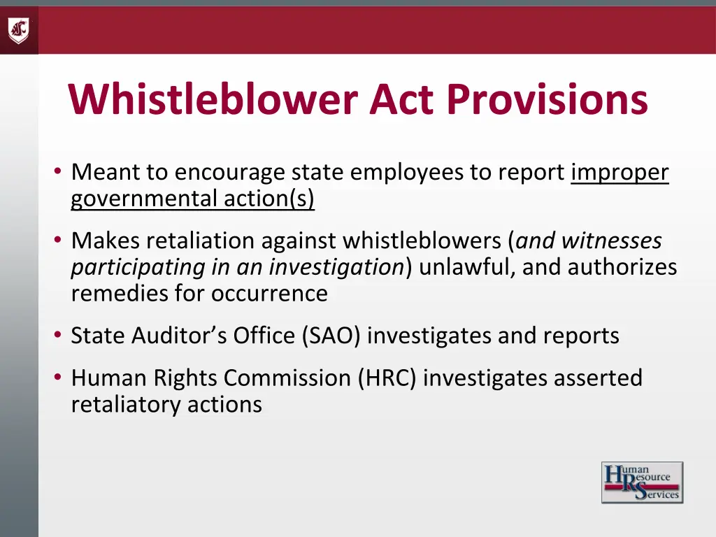 whistleblower act provisions