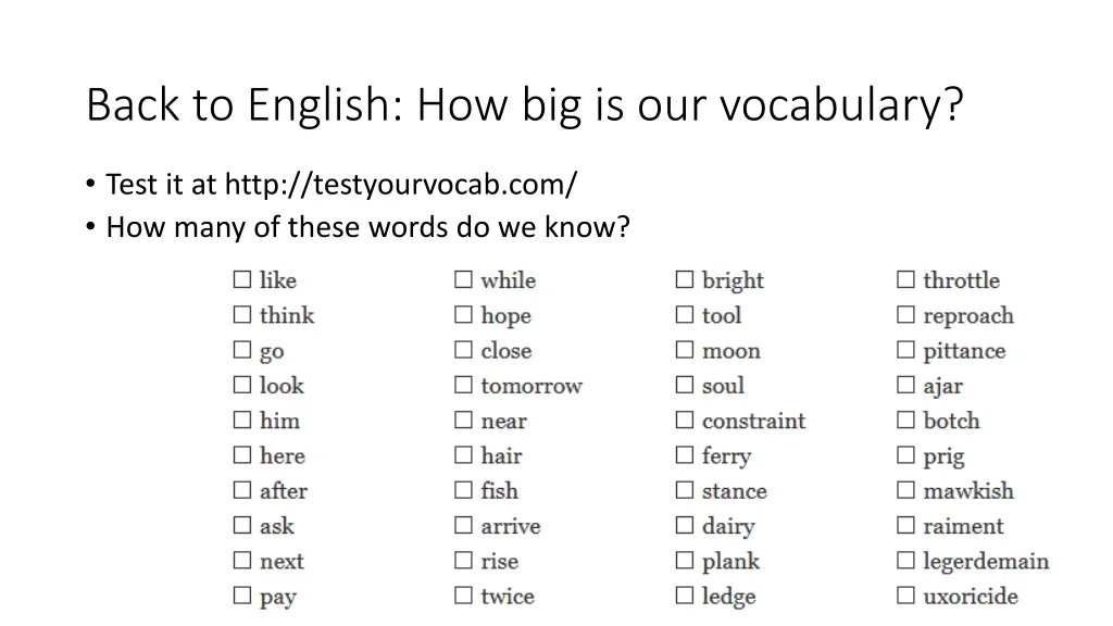 back to english how big is our vocabulary