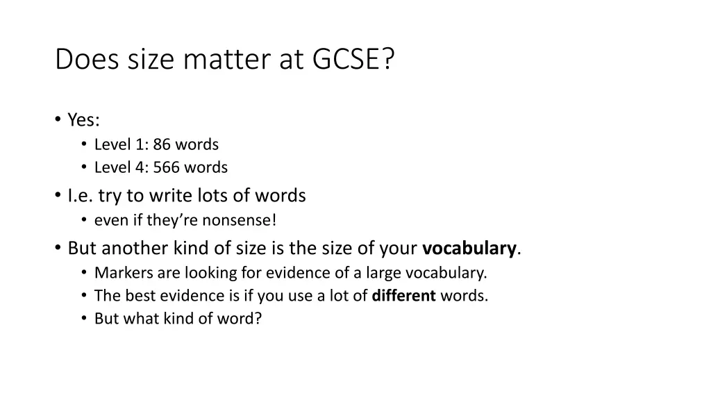 does size matter at gcse 1