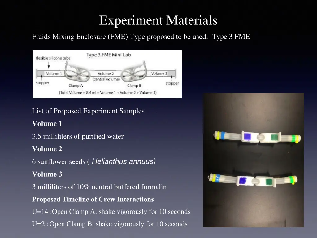 experiment materials