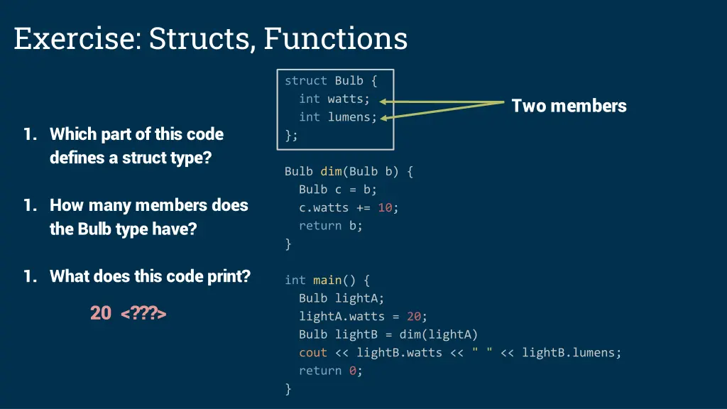 exercise structs functions 1