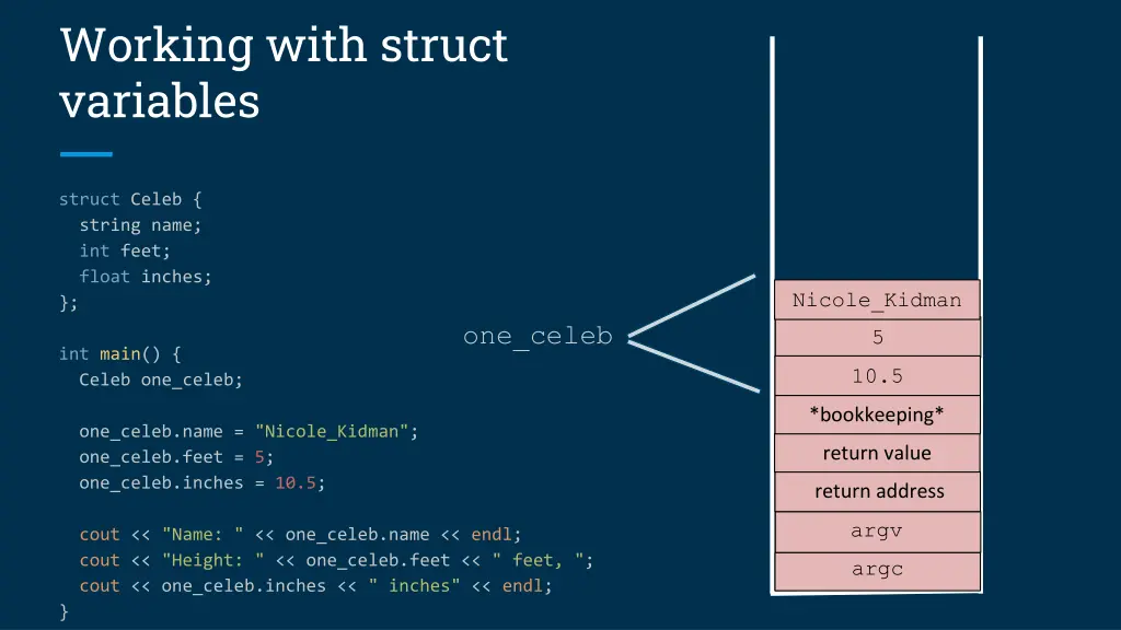 working with struct variables