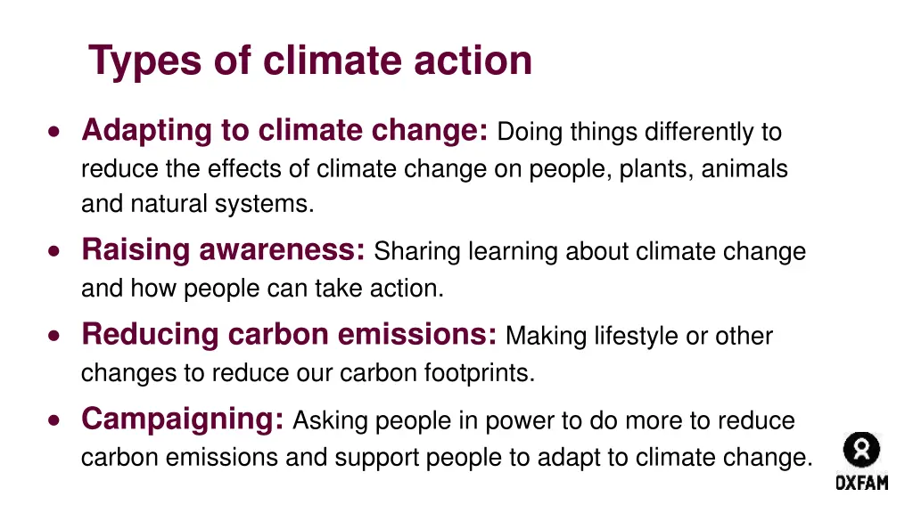 types of climate action