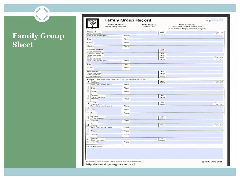 family group sheet