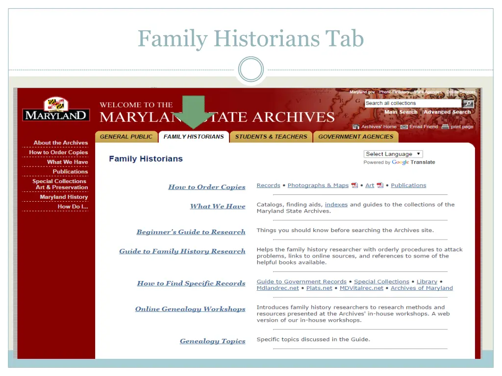 family historians tab