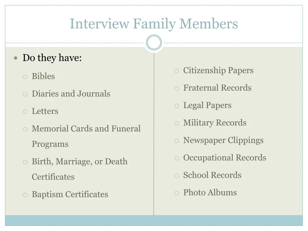 interview family members