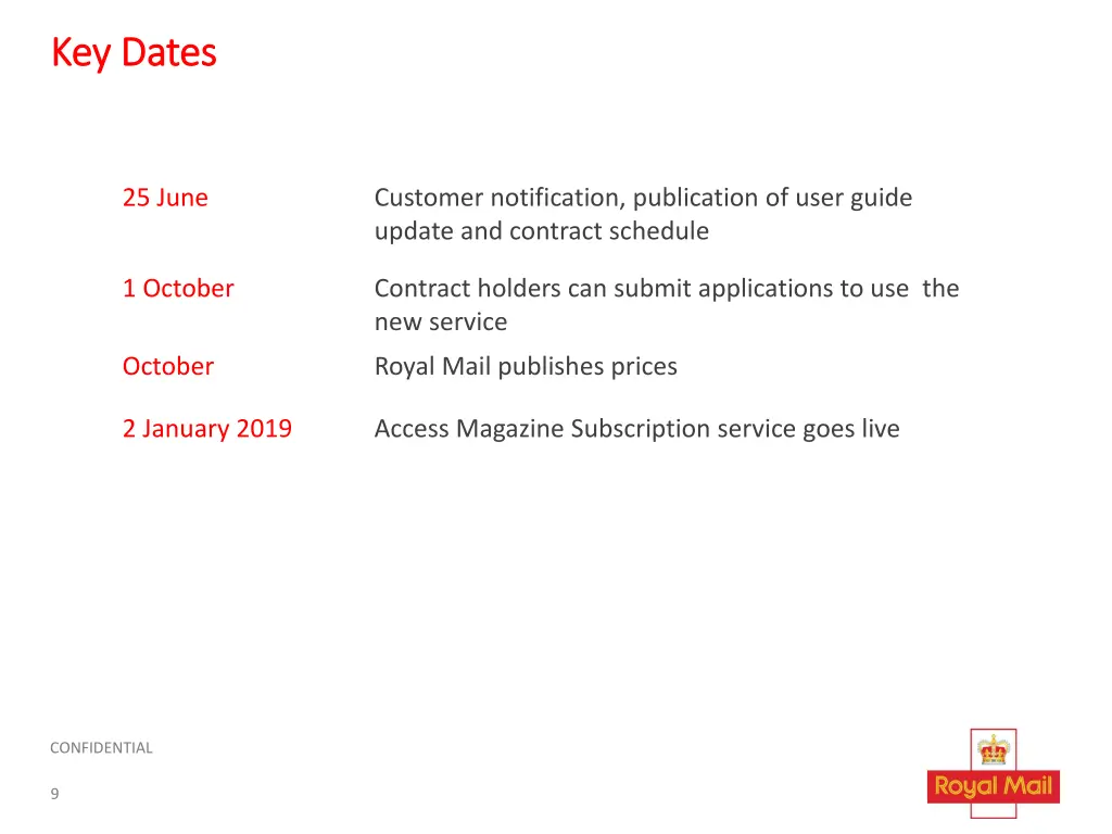 key dates key dates