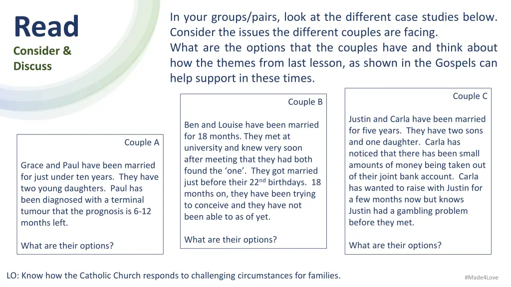 in your groups pairs look at the different case