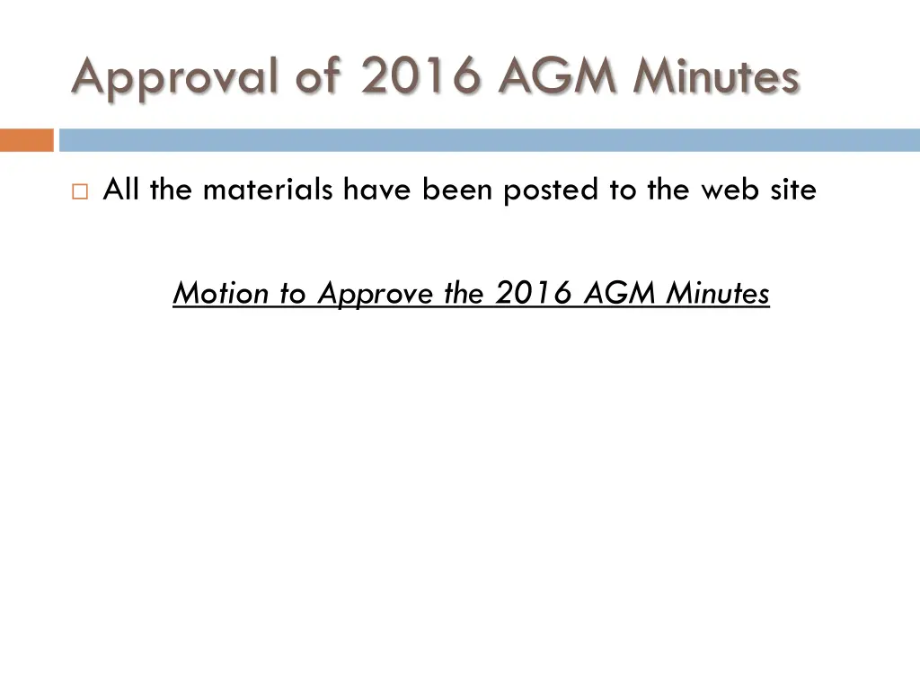 approval of 2016 agm minutes