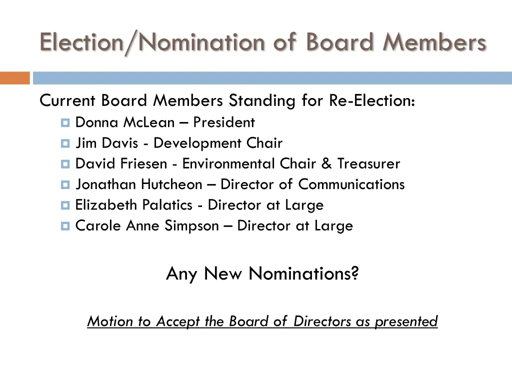 election nomination of board members