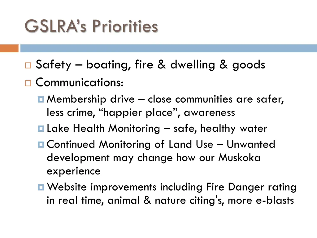 gslra s priorities