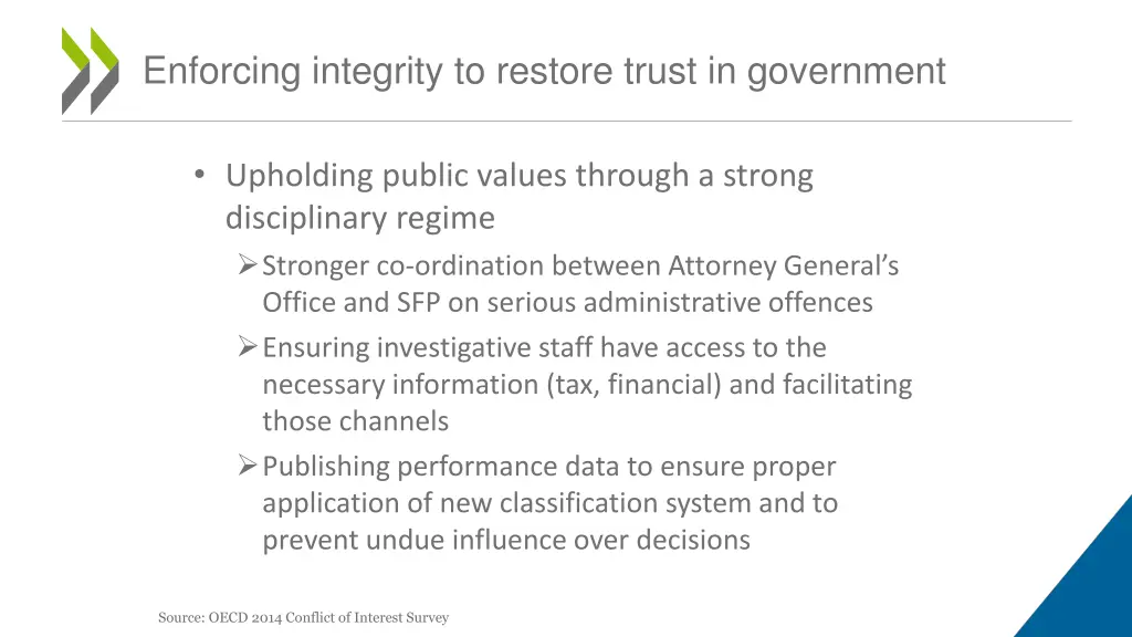 enforcing integrity to restore trust in government