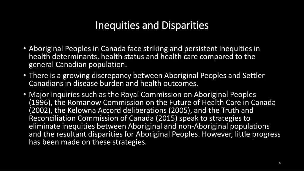 inequities and disparities inequities