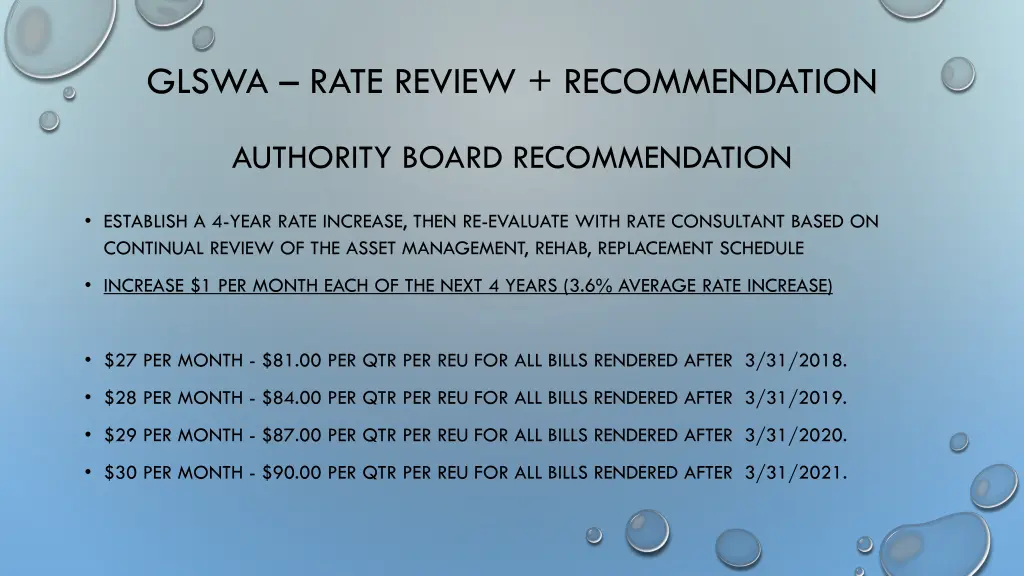 glswa rate review recommendation 1