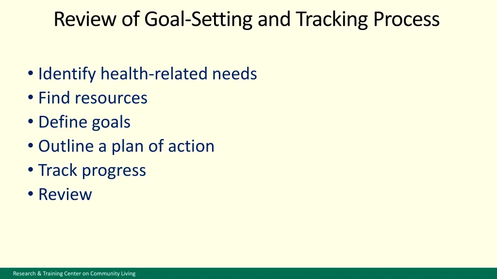 review of goal setting and tracking process