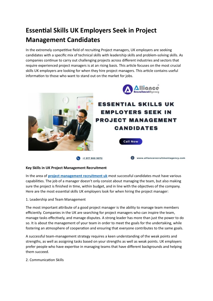 essential skills uk employers seek in project