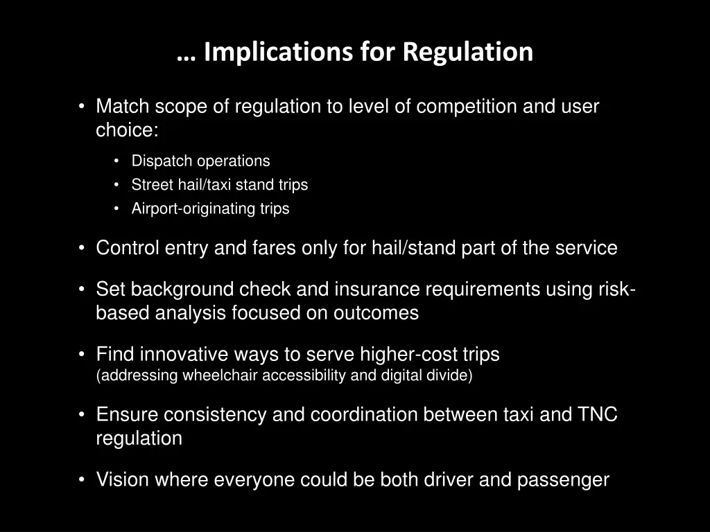 implications for regulation