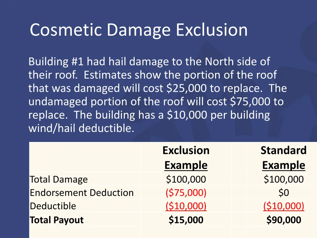 cosmetic damage exclusion 1