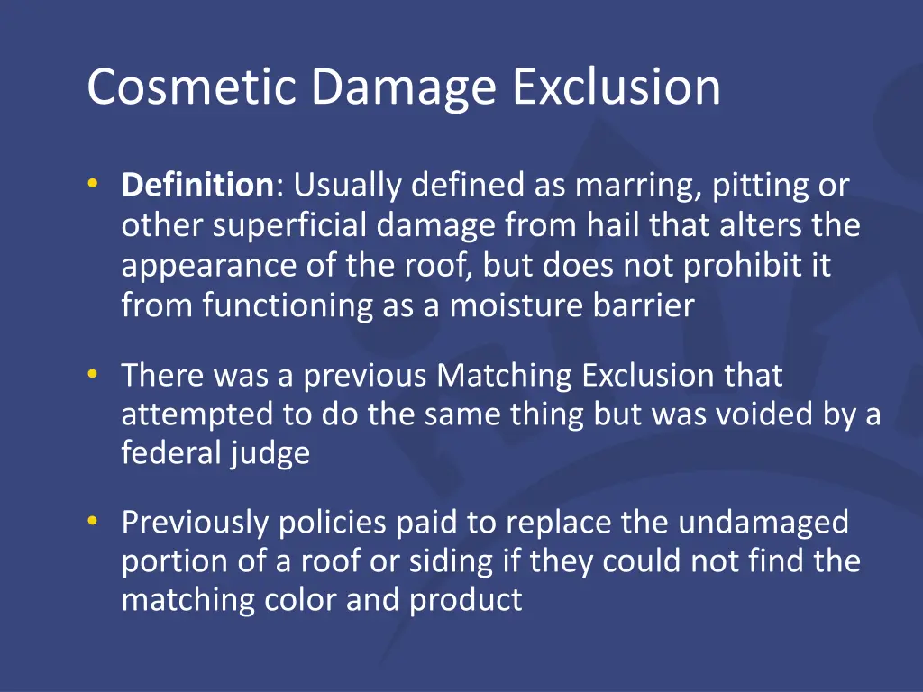 cosmetic damage exclusion