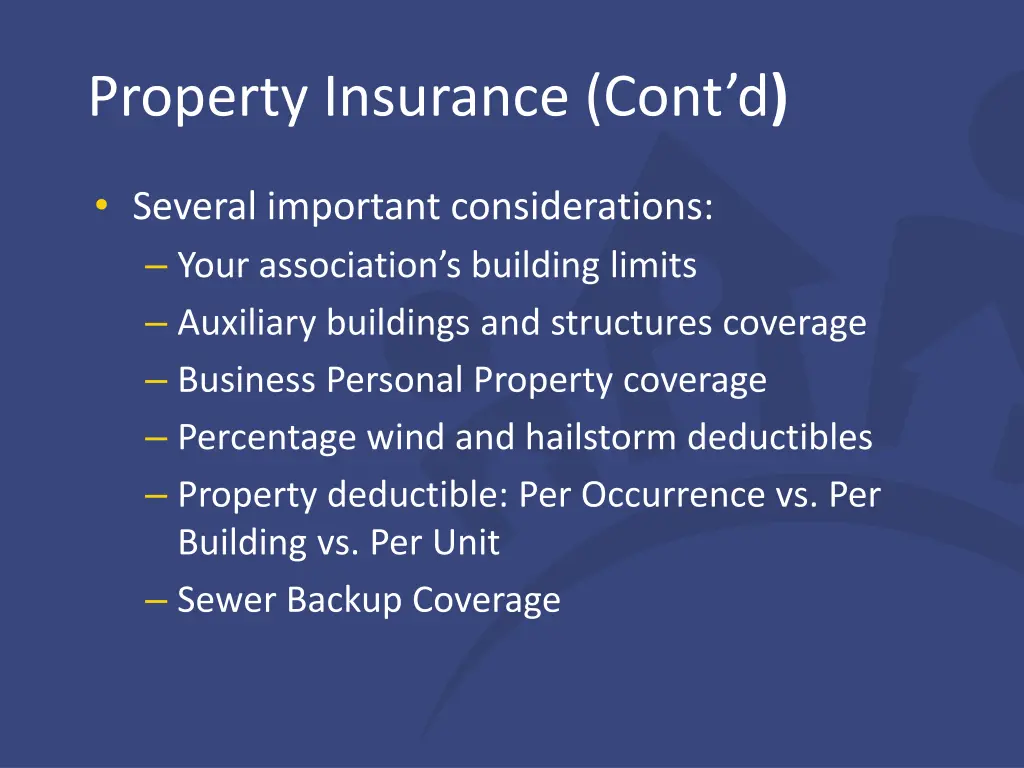 property insurance cont d