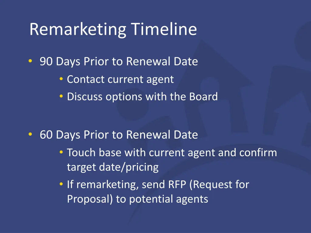 remarketing timeline