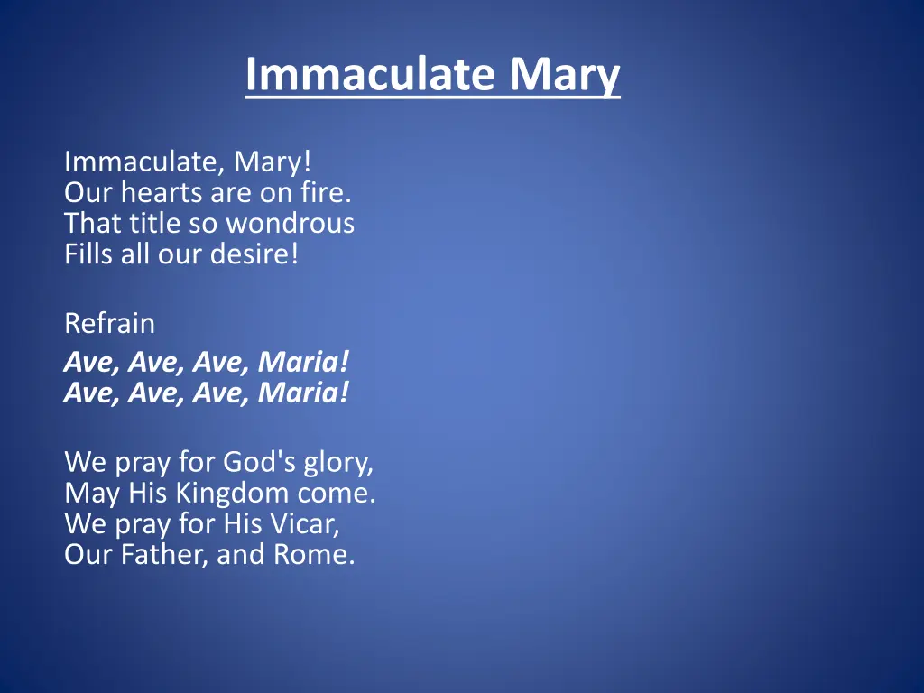 immaculate mary